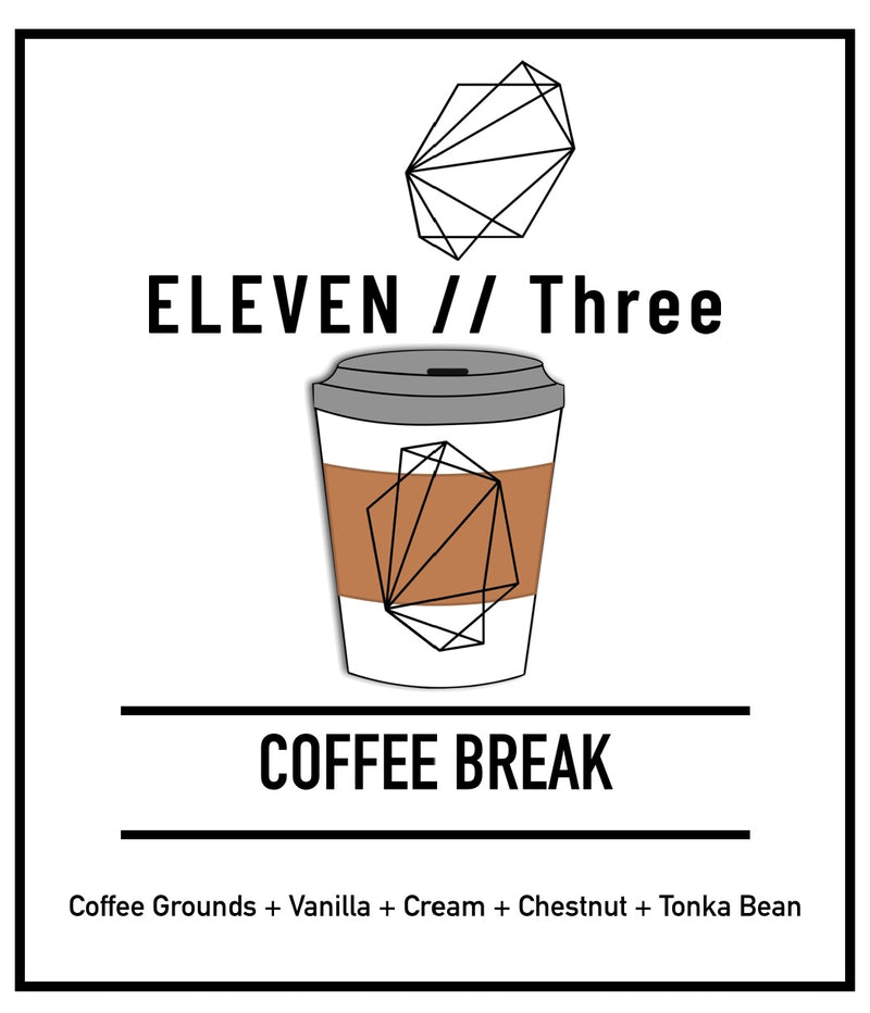 COFFEE BREAK soy candle by ELEVEN//Three — coffee grounds, vanilla, cream, chestnut, tonka bean